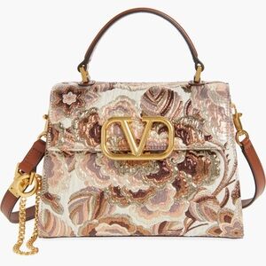 NWT Valentino Garavani VSling Quilted Metallic Jacquard Top Handle Bag